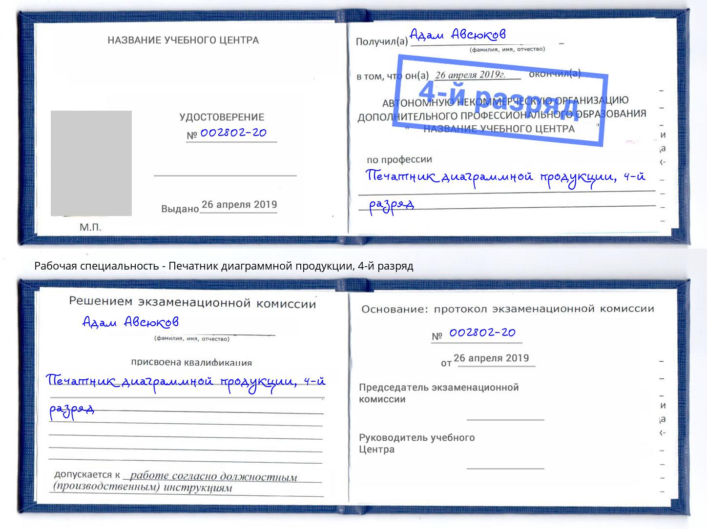 корочка 4-й разряд Печатник диаграммной продукции Октябрьский