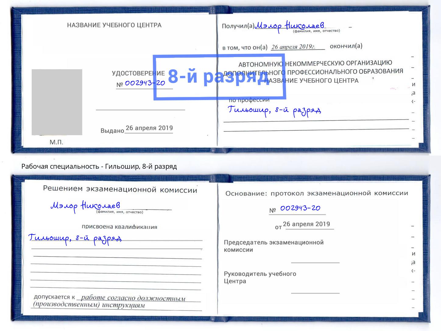 корочка 8-й разряд Гильошир Октябрьский
